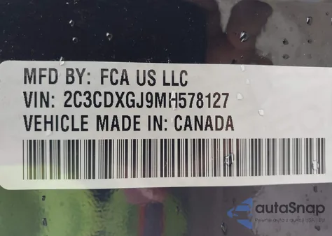 2021 Dodge Charger Scat Pack Rwd из США, поврежденный, VIN 2C3CDXGJ9MH578127